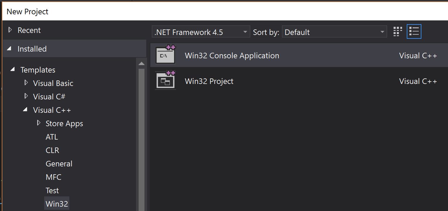 Visual Studio New Project Dialog