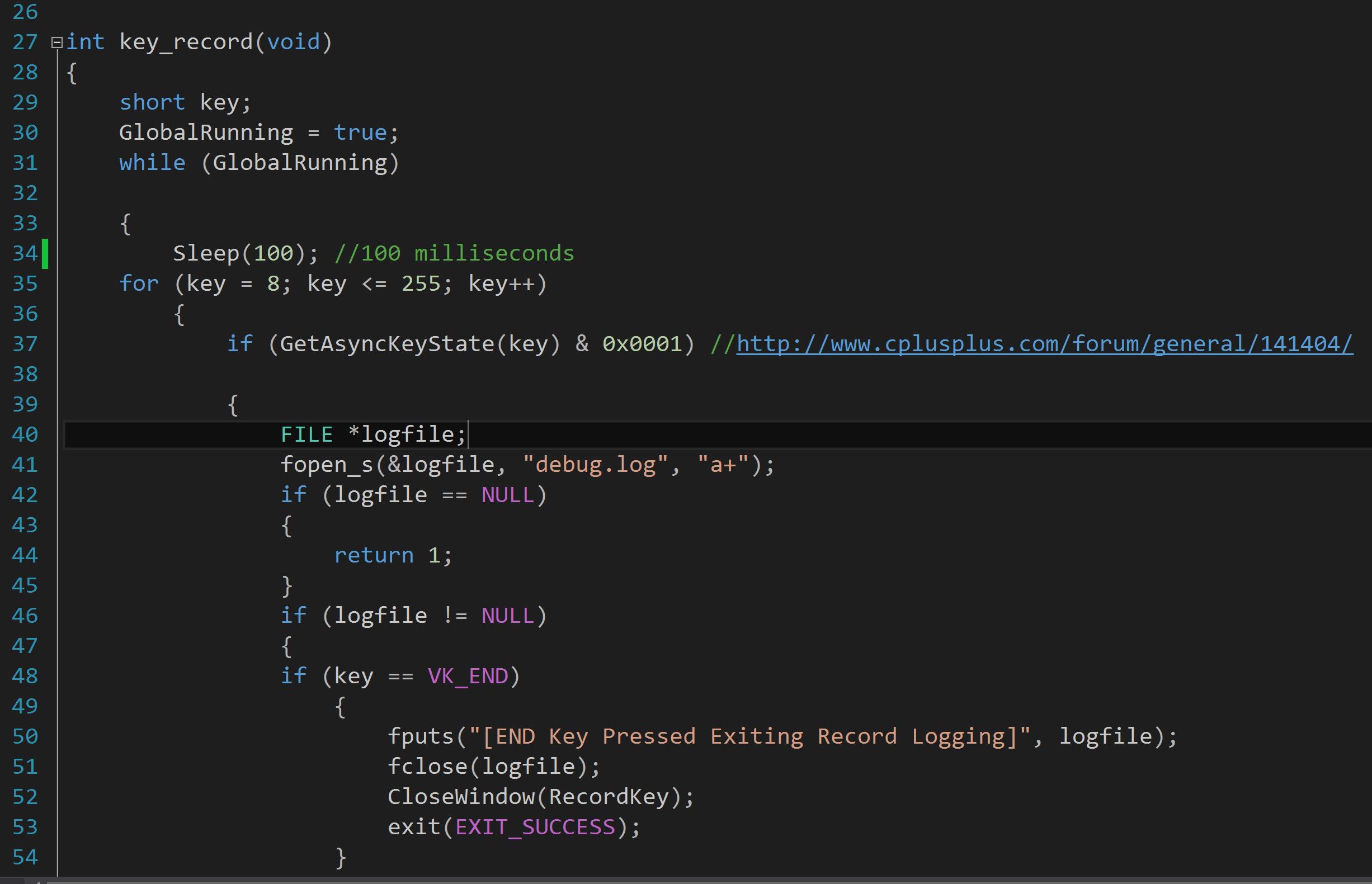 Code Screenshot - GetAsyncKeyState loop